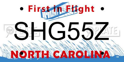 SHG55Z North Carolina License Plate