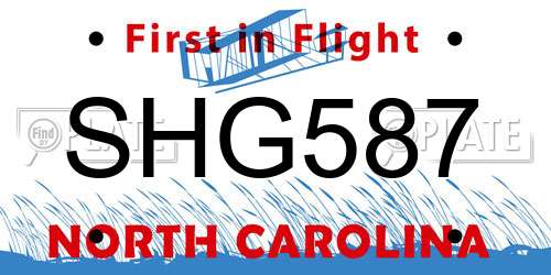 SHG587 North Carolina License Plate