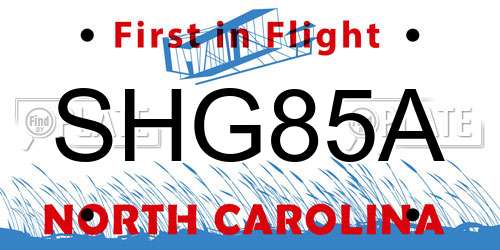 SHG85A North Carolina License Plate