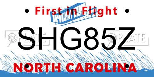 SHG85Z North Carolina License Plate