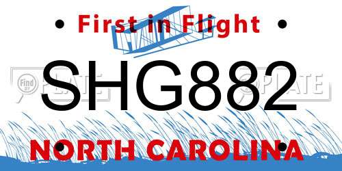 SHG882 North Carolina License Plate