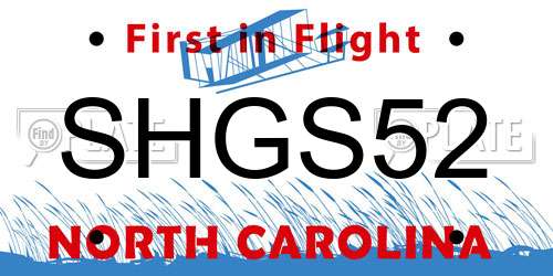 SHGS52 North Carolina License Plate