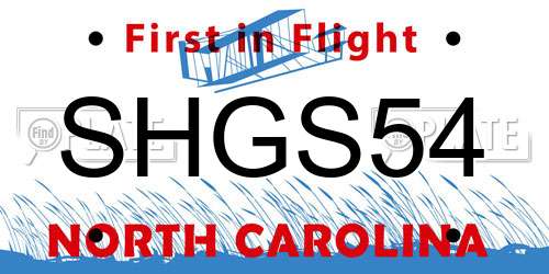 SHGS54 North Carolina License Plate