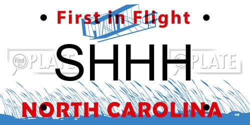 SHHH North Carolina License Plate