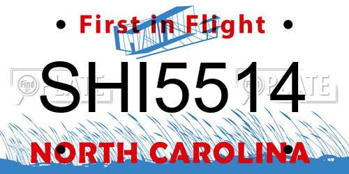 SHI5514 North Carolina License Plate