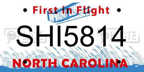 SHI5814 North Carolina License Plate