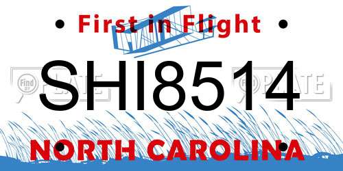 SHI8514 North Carolina License Plate