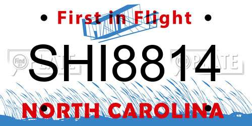 SHI8814 North Carolina License Plate