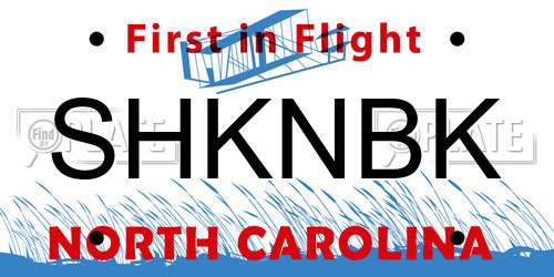 SHKNBK North Carolina License Plate