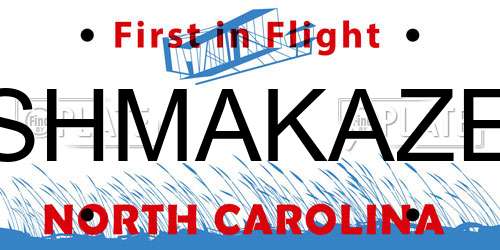 SHMAKAZE North Carolina License Plate