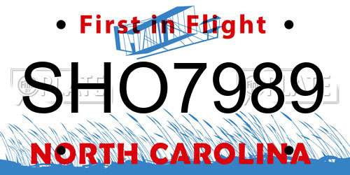 SHO7989 North Carolina License Plate