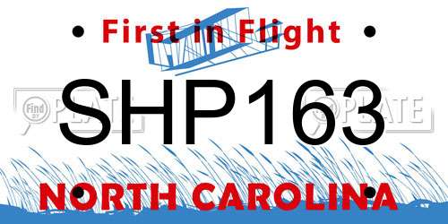 SHP163 North Carolina License Plate