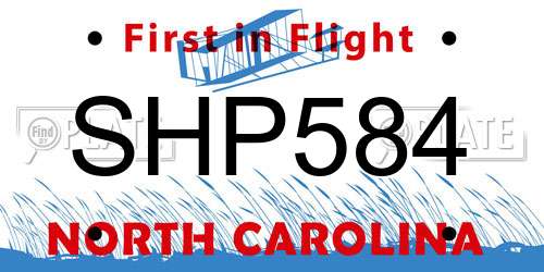 SHP584 North Carolina License Plate