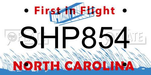 SHP854 North Carolina License Plate