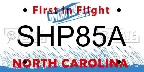SHP85A North Carolina License Plate