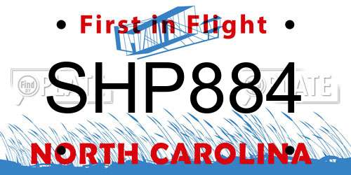SHP884 North Carolina License Plate