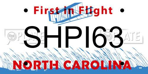 SHPI63 North Carolina License Plate