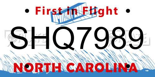 SHQ7989 North Carolina License Plate