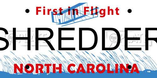 SHREDDER North Carolina License Plate