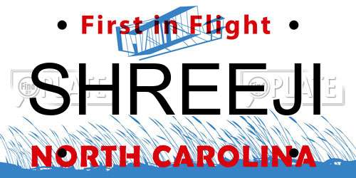 SHREEJI North Carolina License Plate