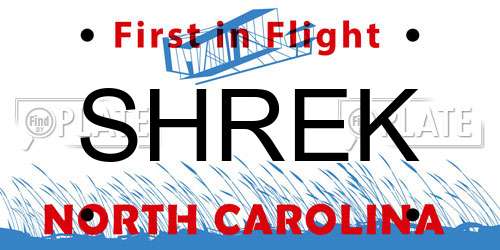 SHREK North Carolina License Plate