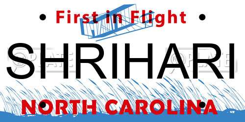 SHRIHARI North Carolina License Plate