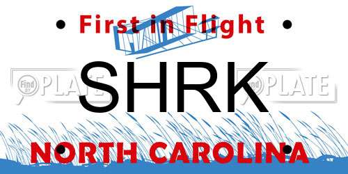 SHRK North Carolina License Plate