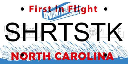 SHRTSTK North Carolina License Plate