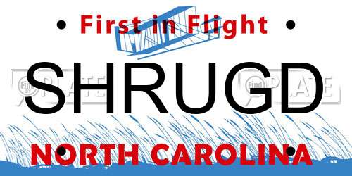 SHRUGD North Carolina License Plate