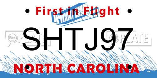 SHTJ97 North Carolina License Plate