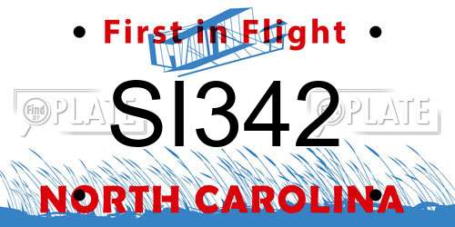 SI342 North Carolina License Plate