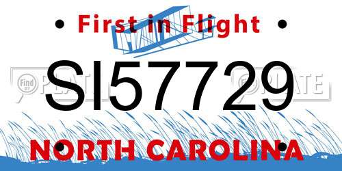 SI57729 North Carolina License Plate