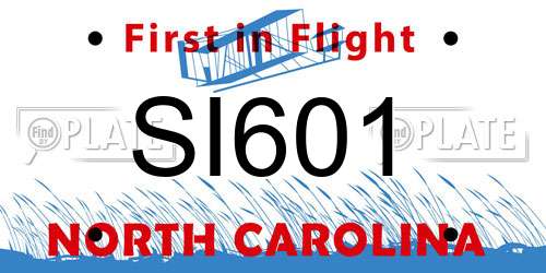 SI601 North Carolina License Plate