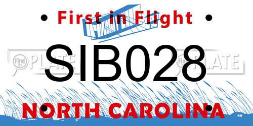 SIB028 North Carolina License Plate
