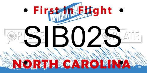 SIB02S North Carolina License Plate