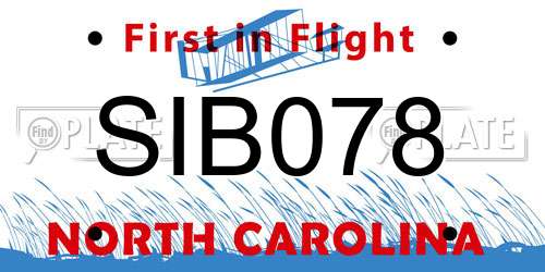 SIB078 North Carolina License Plate