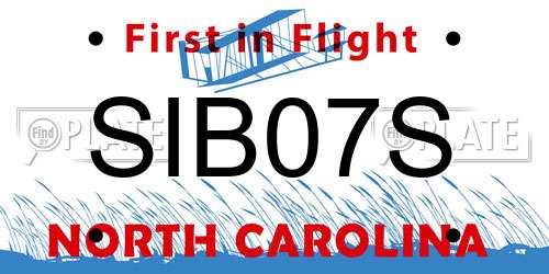 SIB07S North Carolina License Plate