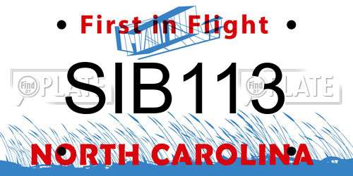 SIB113 North Carolina License Plate
