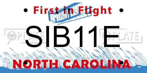 SIB11E North Carolina License Plate
