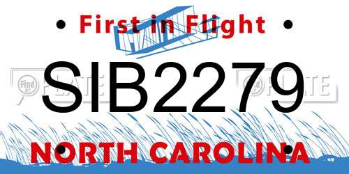 SIB2279 North Carolina License Plate
