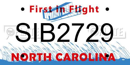 SIB2729 North Carolina License Plate