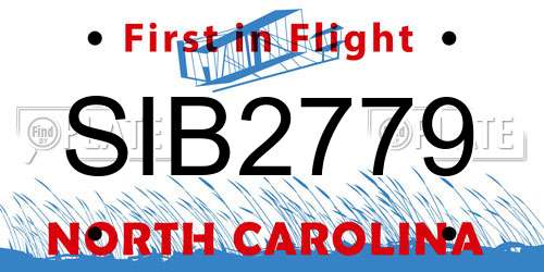 SIB2779 North Carolina License Plate
