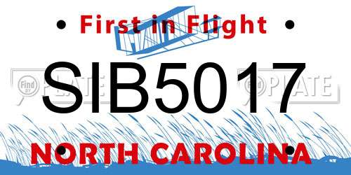 SIB5017 North Carolina License Plate