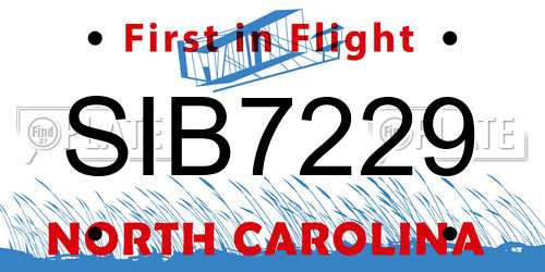 SIB7229 North Carolina License Plate