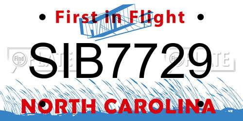 SIB7729 North Carolina License Plate