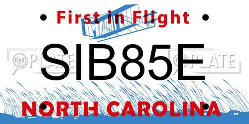 SIB85E North Carolina License Plate