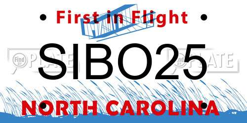 SIBO25 North Carolina License Plate
