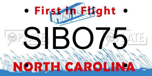 SIBO75 North Carolina License Plate