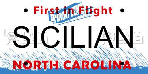 SICILIAN North Carolina License Plate