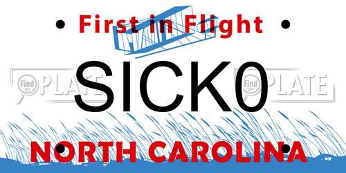 SICK0 North Carolina License Plate